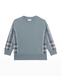 Girl's Milly Check-Insert Sweatshirt, Size 3-14p