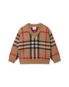 Boy's Denny Vintage Check Wool-Cashmere Sweater, Size 3-14p