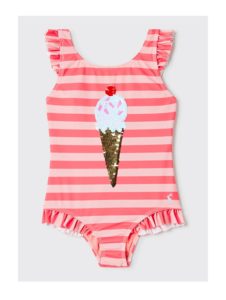 Girl's Splash Striped Ice Cream One-Piece Swimsuit, Size 2-6