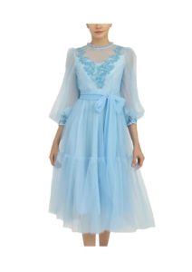 Elbow-Sleeve Midi Dress