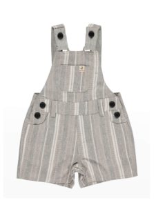 Boy's Bowline Cotton Patch-Pocket Shortalls, Size 3M-24M