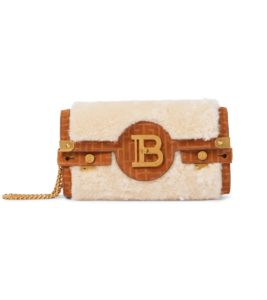 B-Buzz shearling and suede crossbody bag