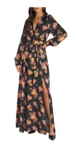 Floral Print Long Sleeve Maxi Dress