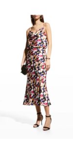 Printed Cowl-Neck Midi Slip Dress