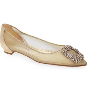 Hangisi Crystal Buckle Mesh Flat