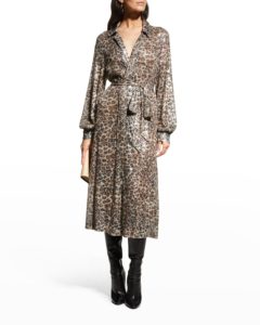 Sequined Leopard-Print Dusterp