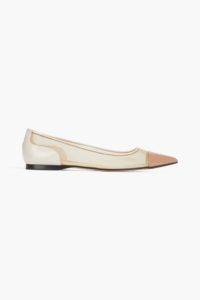 Vernice color-block patent-leather and mesh point-toe flats