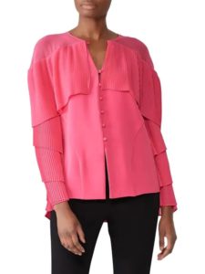 Pleated-Sleeve Blouse