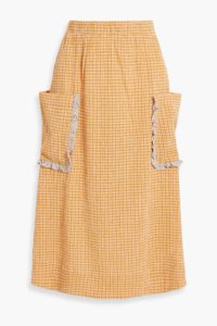 Mila gingham crinkled-gauze midi skirt