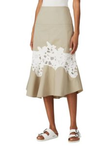 Lace Trim Midi Trumpet Skirt