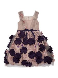 Little Girl's & Girl's Floral Appliqué Tulle A-Line Dress