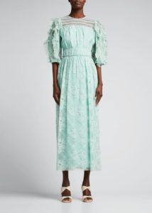 Chantilly Lace Ruffle-Trim Midi Dress Size 6