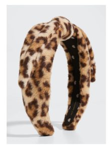 Veronica Leopard-Pattern Fleece Bow Headband