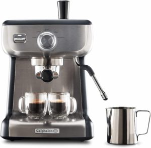 Calphalon Espresso Machine with Tamper, Milk Frothing Pitcher, and Steam Wand