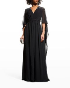 Crystal Beaded Cape Gown size 2-4