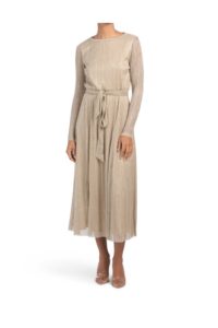 Anne Klein Long Sleeve Tie Waist Midi Dress