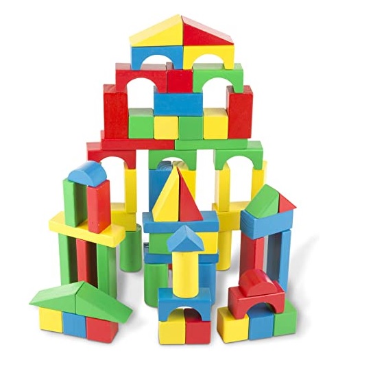 Wooden Building Blocks Set 100 Blocks Dealperx