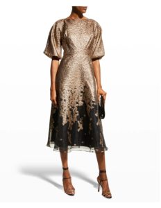 Elbow-Sleeve Textured Organza Dress size 8, 16p