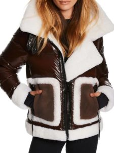 SAM. Veronica Shearling-Trim Biker Jacket