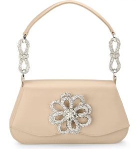 Medium Carrie Crystal Flower Satin Shoulder Bag