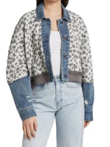 Ditsy Quilted Denim Bomber Jacketp