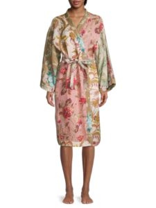 Cassia Floral-Print Linen Robe