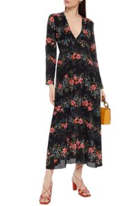 Floral-print silk crepe de chine midi dress