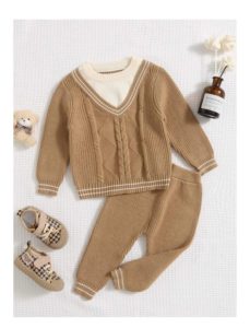 Baby Contrast Trim 2 In 1 Sweater & Knit Pants