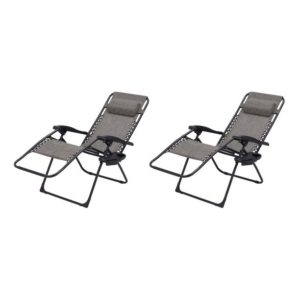 Zero Gravity Chair Lounger, 2 Pack - Grey