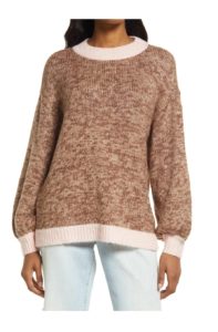 Contrast Trim Marled Sweater
