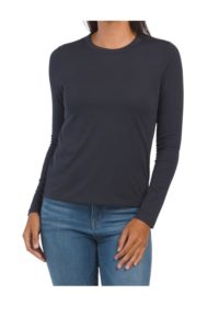 Pima Cotton Essential Crew Long Sleeve Top
