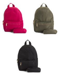 Nylon Solid Backpack With Pencil Case