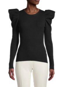 Puff-Sleeve Ribbed Sweater