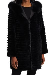 Layered Rabbit & Fox-Trim Coat