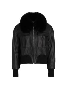 Julia & Stella For The Fur Salon Leather Fox Fur Collar Jacket