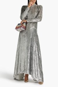 Metallic fil coupé tinsel maxi dress