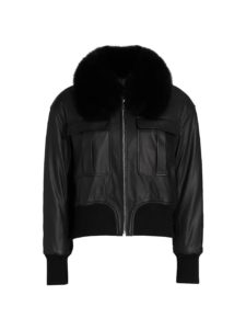 Julia & Stella For The Fur Salon Leather Fox Fur Collar Jacket