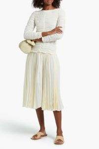 Nanna pleated ruched silk-crepe midi dress