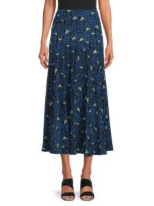Jupe Floral Silk a Line Skirt