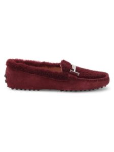 Suede & Shearling Driving Loafers