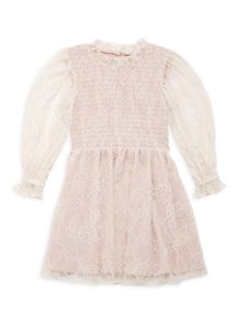 Little Girl's & Girl's Smocked Lace Dress
