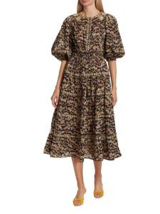Twisted Floral-printed Cotton Midi-dress
