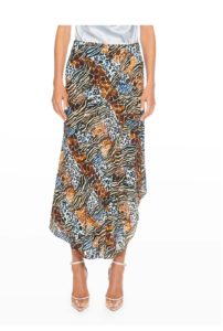 Sivan Long Animal-Print Skirt