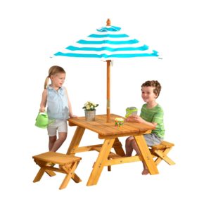 Outdoor Wooden Table & Bench Set,