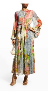 Josefina Printed V-neck Button-front Dress