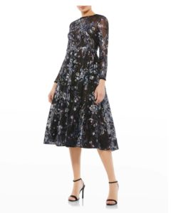 Floral Sequin A-line Midi Dress Size 2