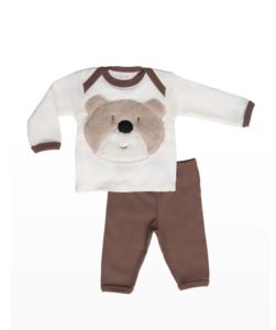 Boy's Bear Contrast-trim Cotton Top W/ Leggings, Size 0-24m