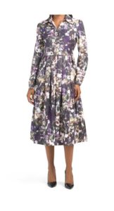 Long Sleeve Floral Dress with Collar