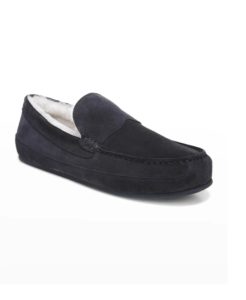 Men's Gibson Shearling-Lined Leather Moccasin Slippers