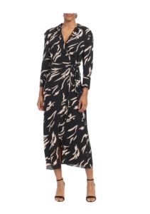 Long Sleeve Wrap Midi Dress